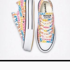 Converse Chuck Taylor Platform Low My Story Graffiti Size 6 Graphic Sneakers